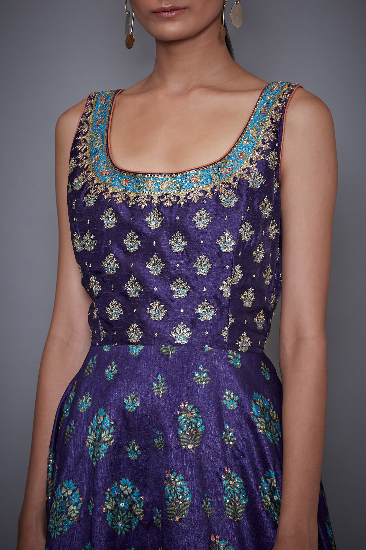 purple embroidered dress