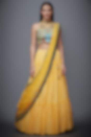 Yellow Embroidered Skirt Set by Ri Ritu Kumar