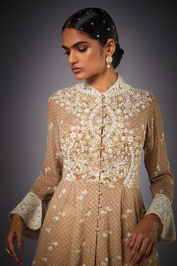 Beige Embroidered Skirt Set by Ri Ritu Kumar at Pernia's Pop Up Shop