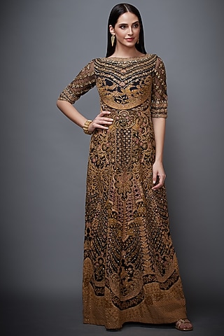 Black Embroidered Dress With Inner by Ri Ritu Kumar