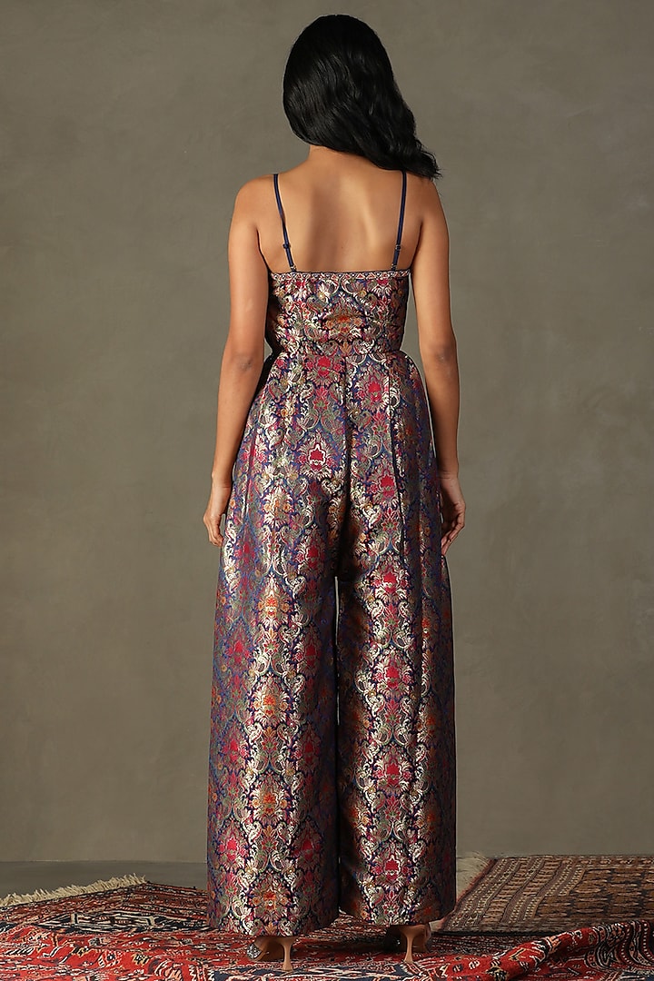 Berry Silk Thread Hand Embroidered & Floral Printed Jumpsuit by Ri Ritu Kumar at Pernia's Pop Up Shop
