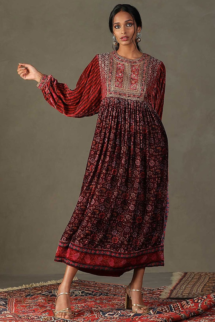 velvet embroidered maxi dress Find Me Velvet Maxi Dress Black / M main image 1
