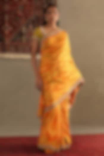 Yellow Silk Geometric Printed Wedding Saree Set by Ri Ritu Kumar at Pernia's Pop Up Shop