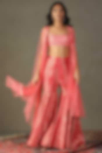 Shell Pink Silk Gharara Set by Ri Ritu Kumar