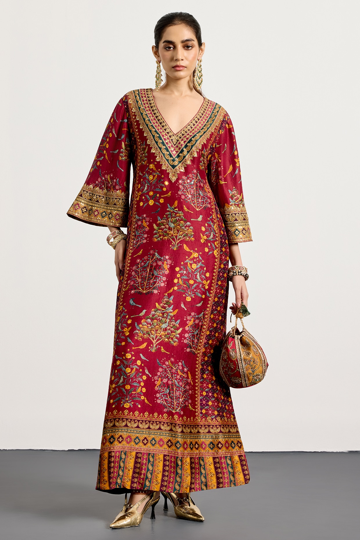Ri Ritu Kumar Purple Silk & Viscose Printed Kurta Set