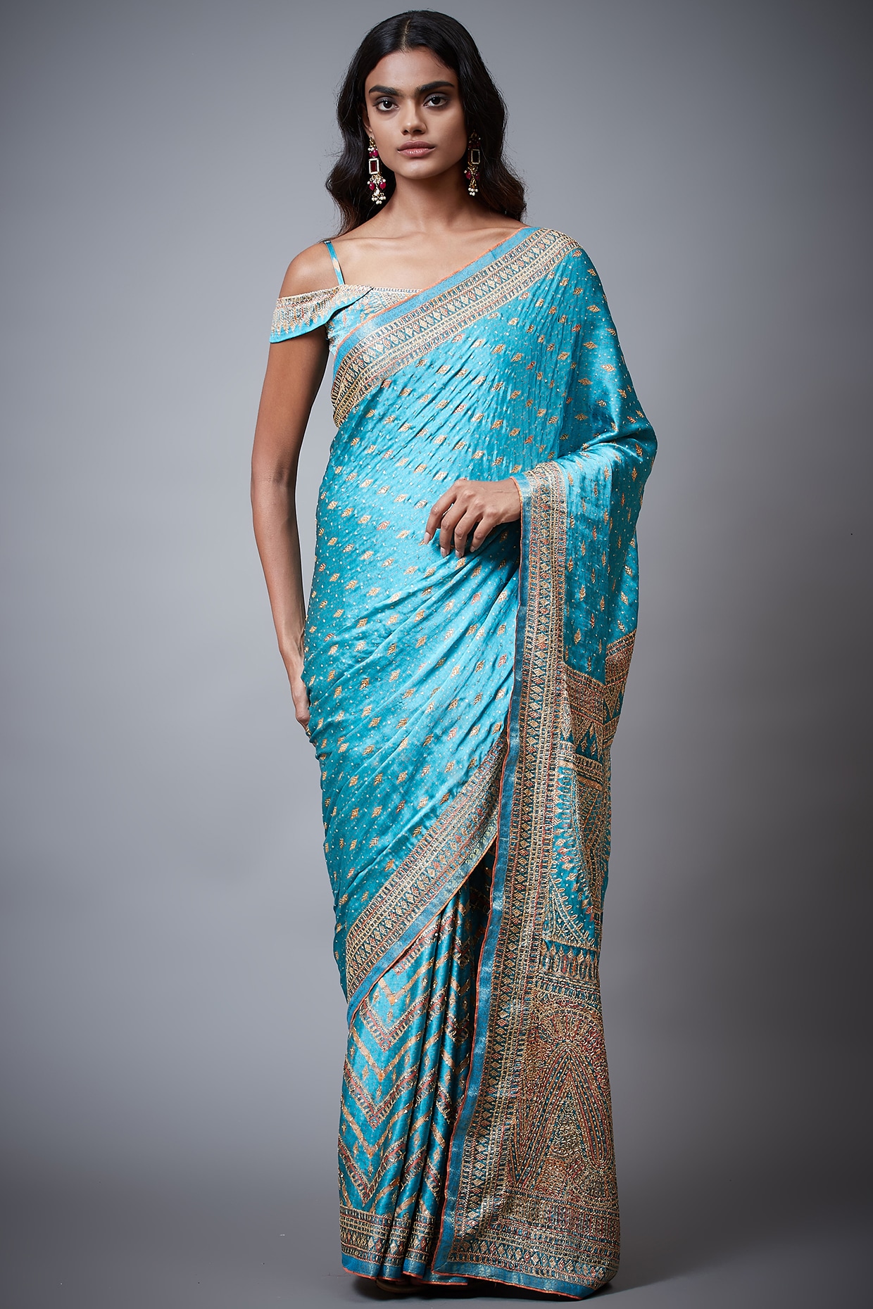 Peacock Green Satin Art Silk Saree with Blouse Online Shopping: SMA4482 |  Indian dresses, Party wear sarees, Indian outfits