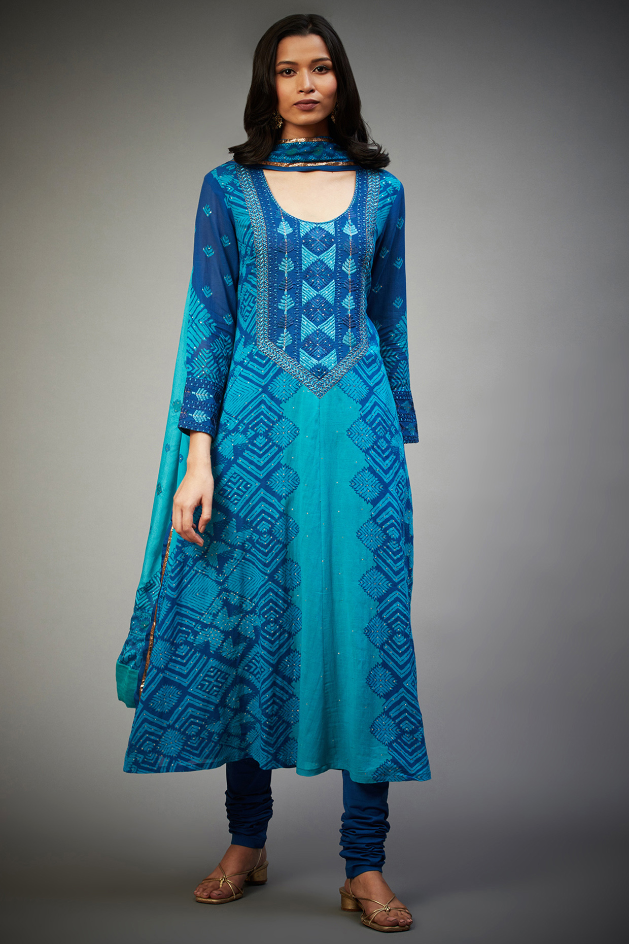 Buy Ritu Kumar Women Beige  Green Printed A Line Kurti  Kurtis for Women  11270268  Myntra