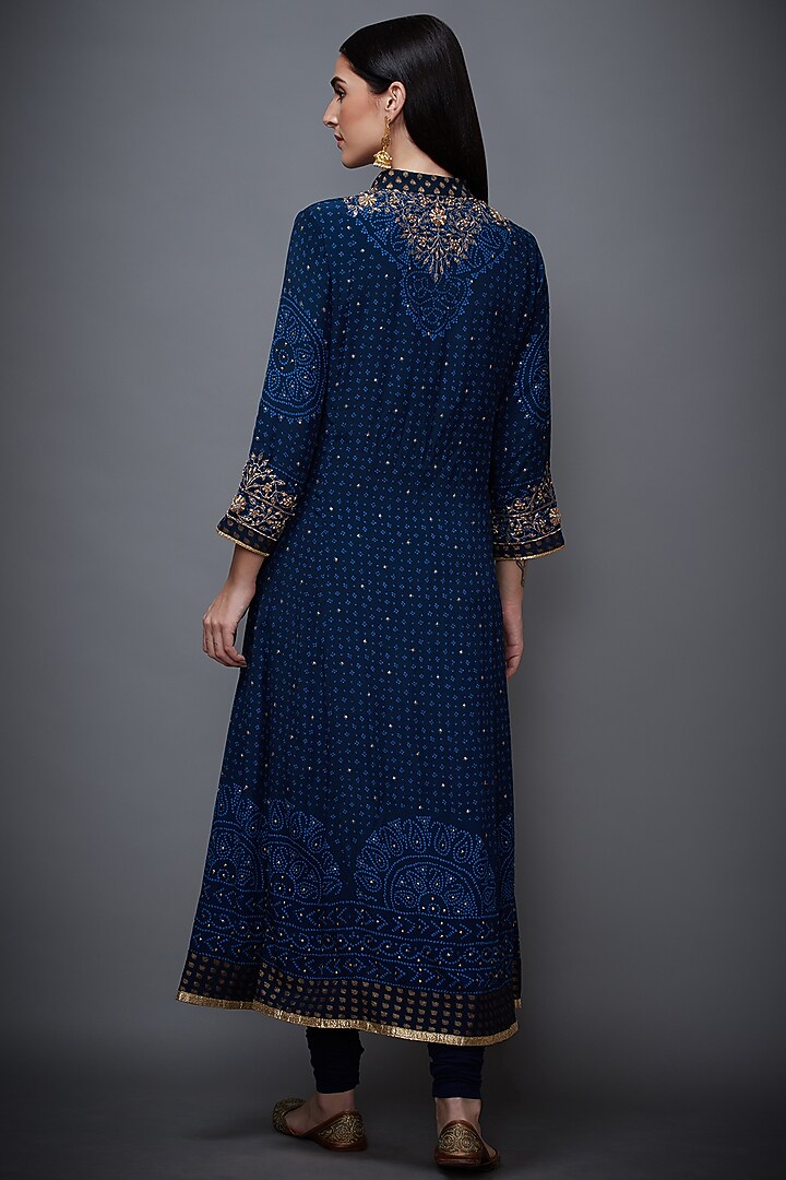 Indigo Blue Embroidered Kurta Set by Ri Ritu Kumar at Pernia's Pop Up Shop