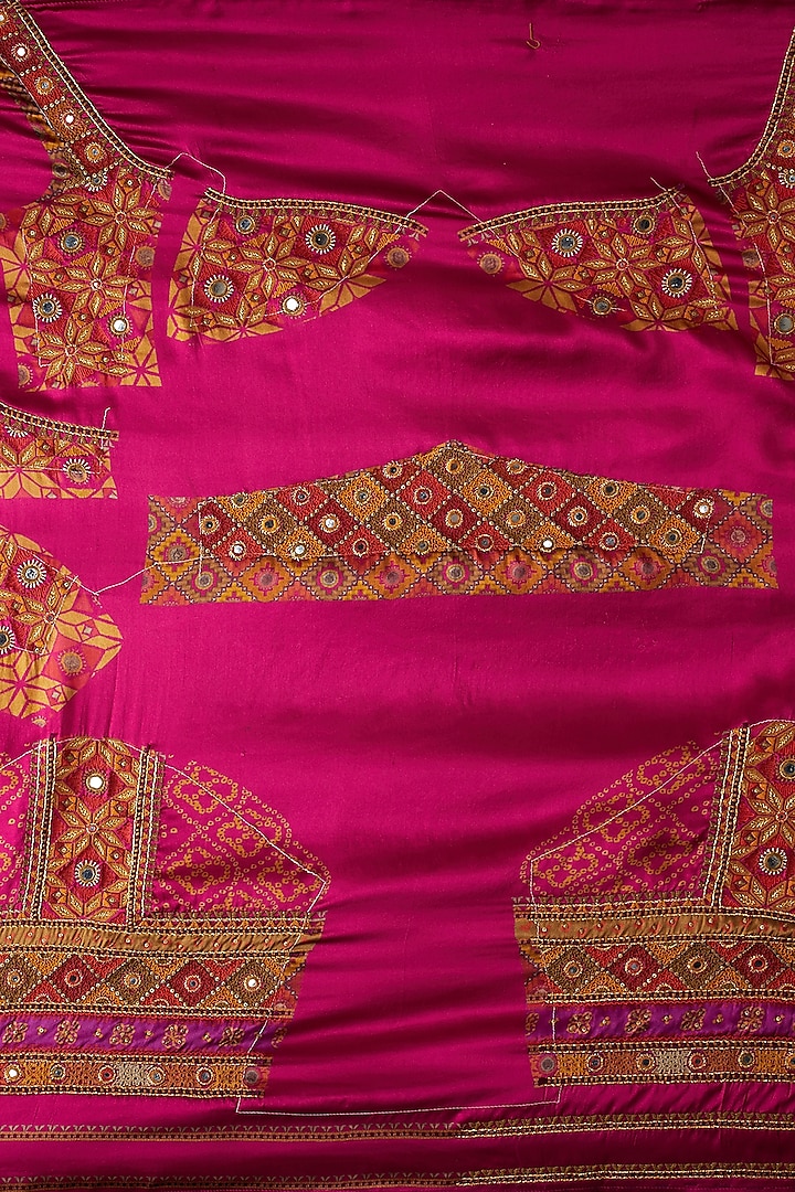 Fuchsia Striped Wedding Saree Set by Ri Ritu Kumar at Pernia's Pop Up Shop