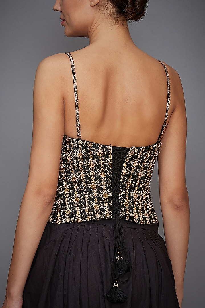 Black Corset Blouse by Ri Ritu Kumar at Pernia's Pop Up Shop