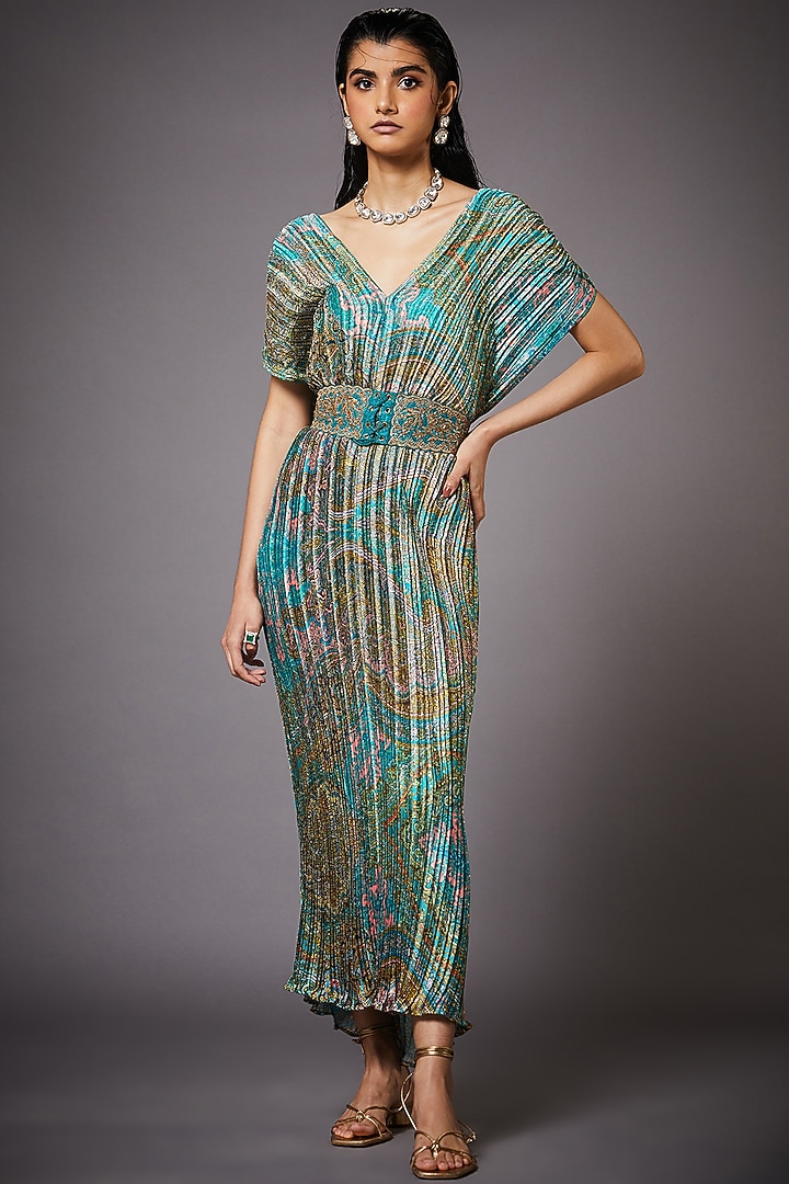 ritu kumar green dress Ritu Kumar Green Floral Print Cotton Anarkali main image 1