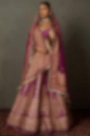 Magenta Polyester Paisley Printed & Embroidered Bridal Lehenga Set by Ri Ritu Kumar at Pernia's Pop Up Shop