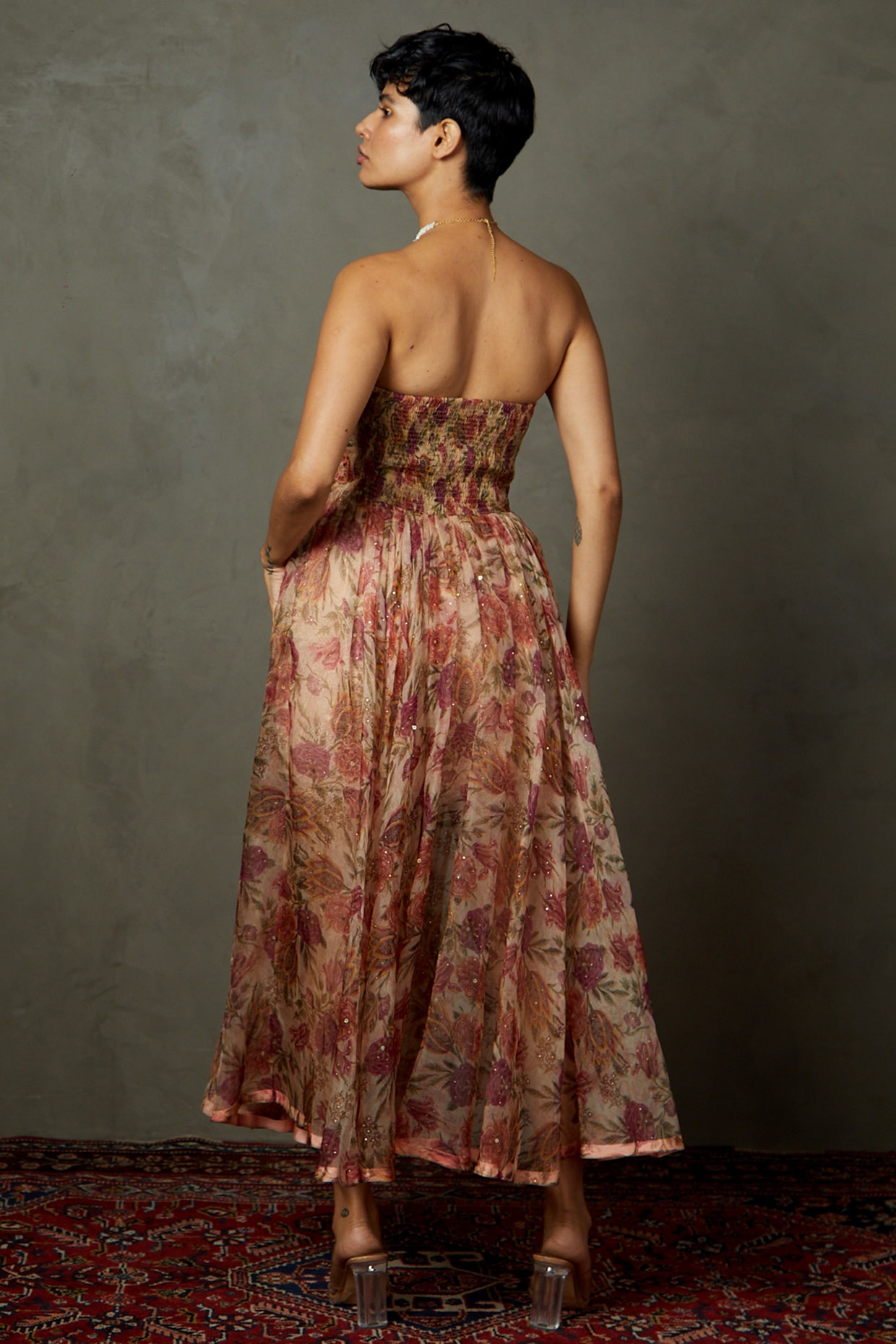 Rose silk gown sale