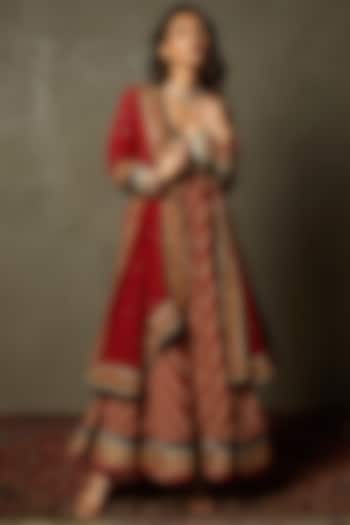 Burgundy & Black Viscose Embroidered Bridal Anarkali Set by Ri Ritu Kumar at Pernia's Pop Up Shop