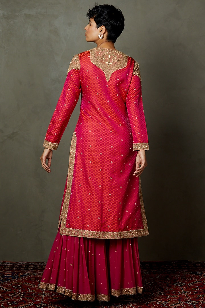 Fuchsia Silk & Cotton Gharara Set by Ri Ritu Kumar at Pernia's Pop Up Shop
