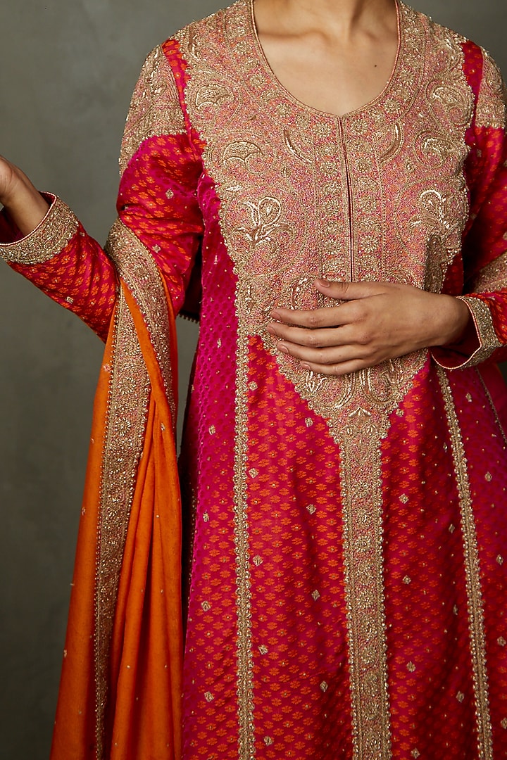 Fuchsia Silk & Cotton Gharara Set by Ri Ritu Kumar at Pernia's Pop Up Shop