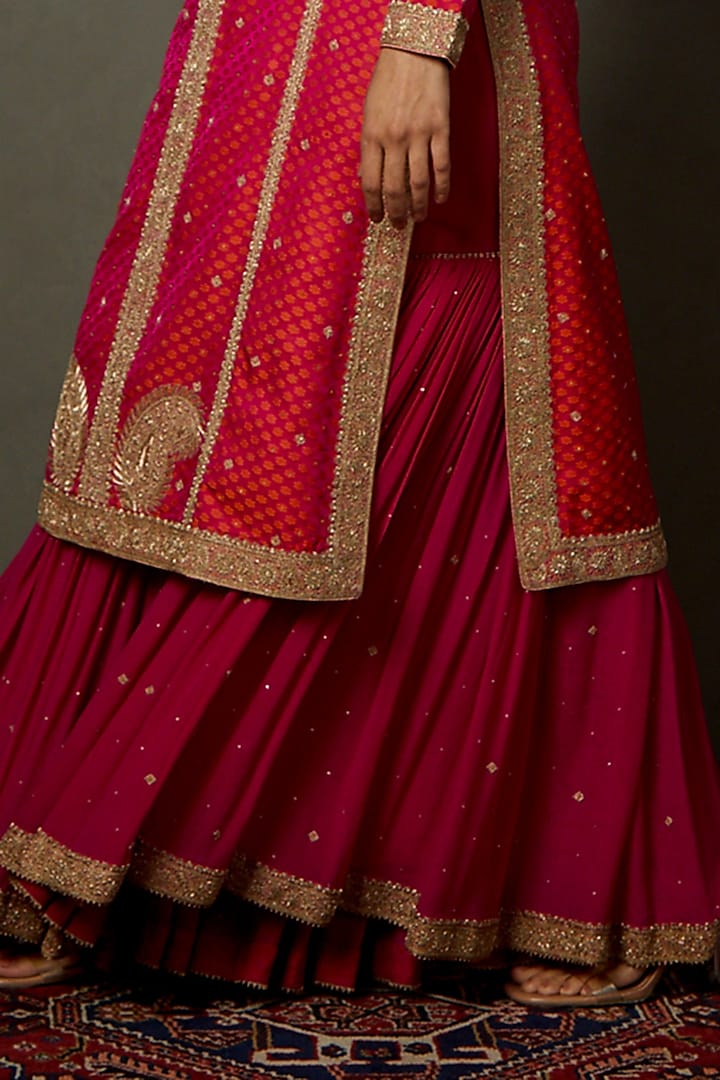 Fuchsia Silk & Cotton Gharara Set by Ri Ritu Kumar at Pernia's Pop Up Shop