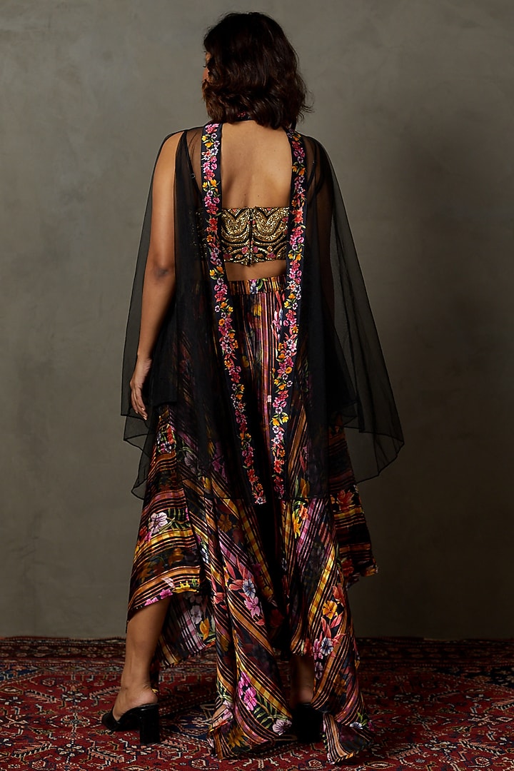 Black Polyester Cape Set by Ri Ritu Kumar at Pernia's Pop Up Shop