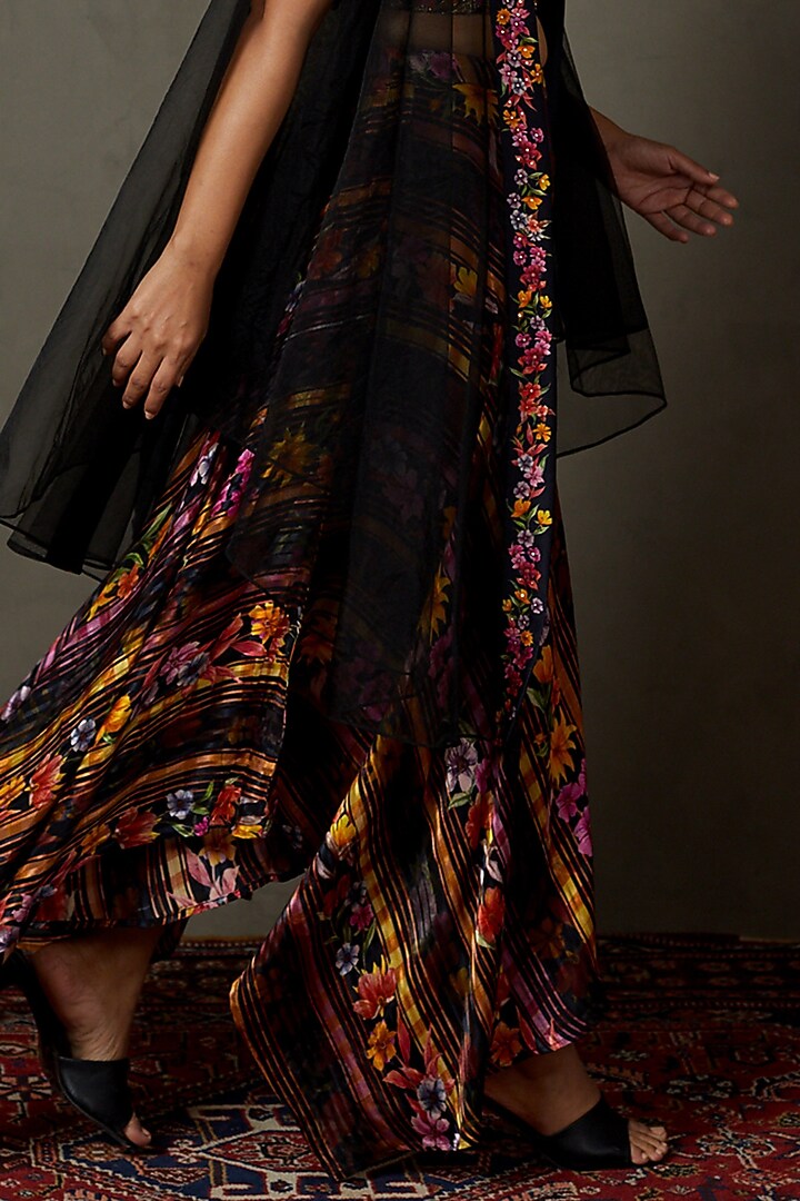 Black Polyester Cape Set by Ri Ritu Kumar at Pernia's Pop Up Shop
