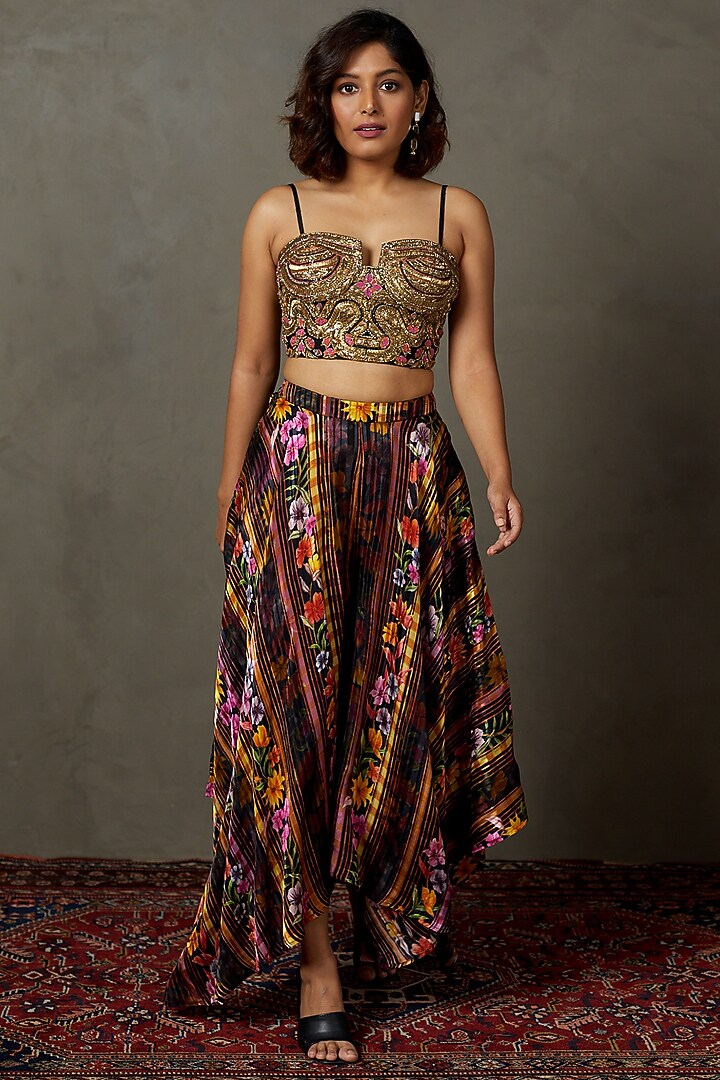 Black Polyester Cape Set by Ri Ritu Kumar at Pernia's Pop Up Shop