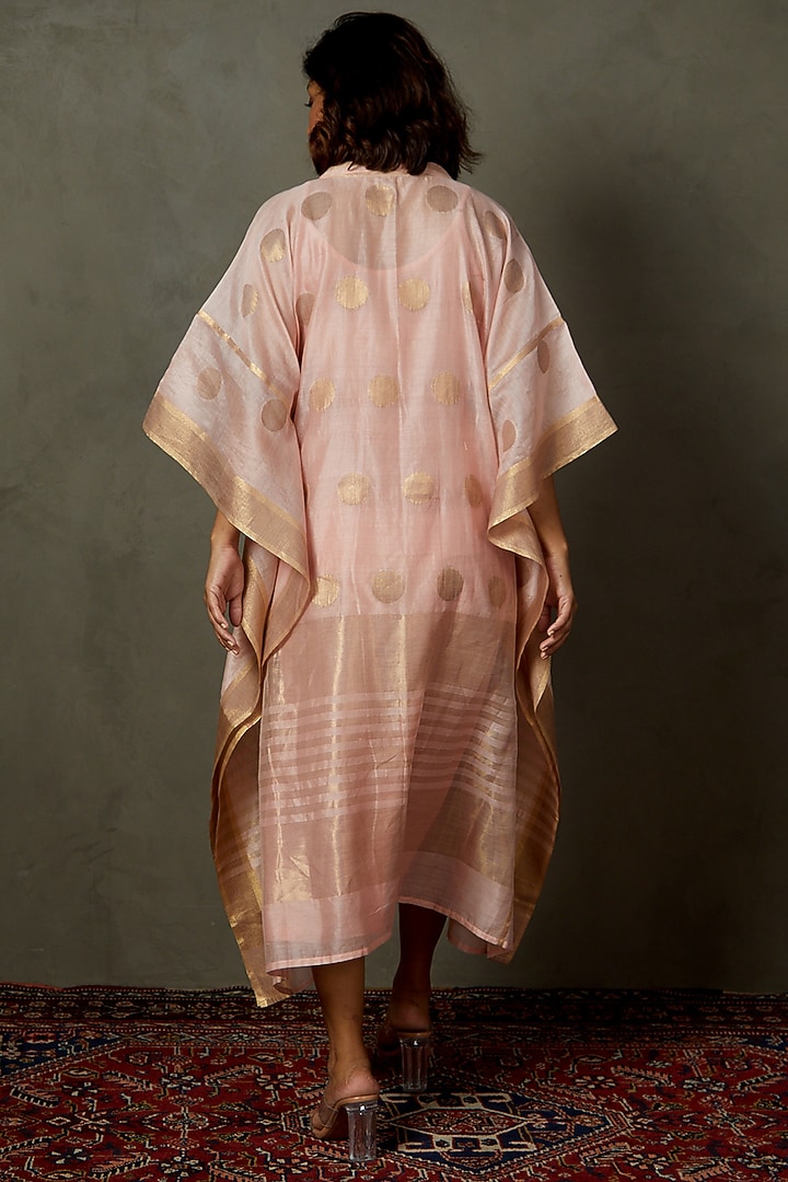 Peach & Gold Silk Printed Kaftan by Ri Ritu Kumar at Pernia's Pop Up Shop