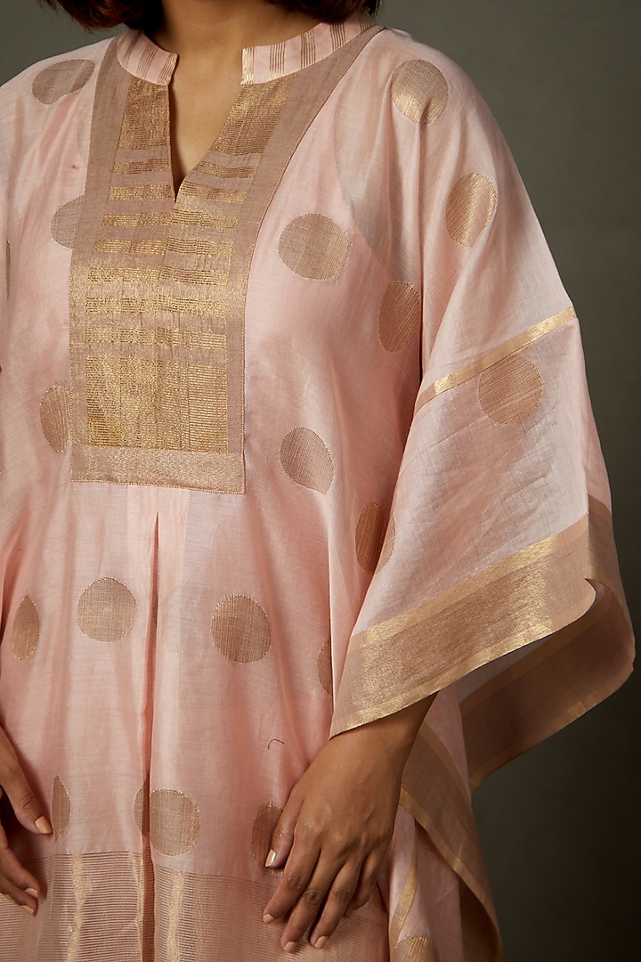 Peach & Gold Silk Printed Kaftan by Ri Ritu Kumar at Pernia's Pop Up Shop