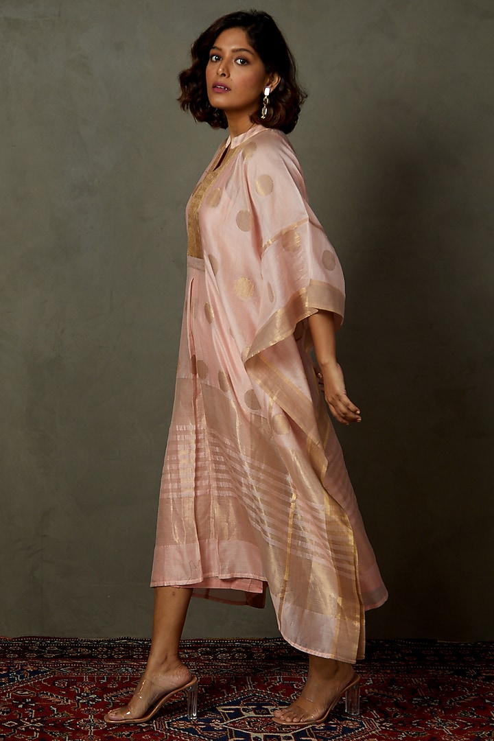 Peach & Gold Silk Printed Kaftan by Ri Ritu Kumar at Pernia's Pop Up Shop