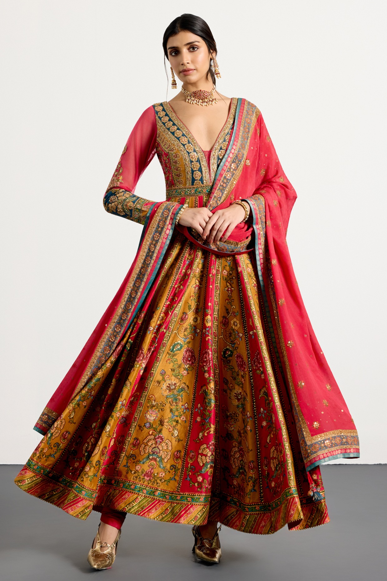 Ri Ritu Kumar Fuchsia Dupion & Viscose Kurta Set