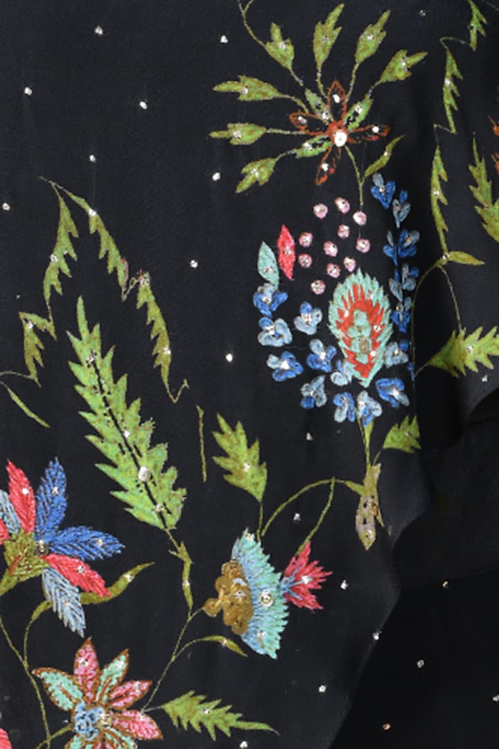 Black Embroidered One Shoulder Jumpsuit by Ri Ritu Kumar at Pernia's Pop Up Shop
