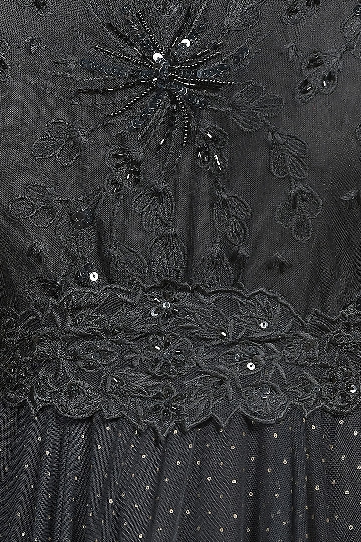 Black Floral Embroidered Gown by Ri Ritu Kumar at Pernia's Pop Up Shop
