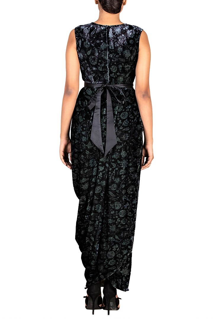 Grey & Black Embroidered Cowl Vacation Dress by Ri Ritu Kumar at Pernia's Pop Up Shop