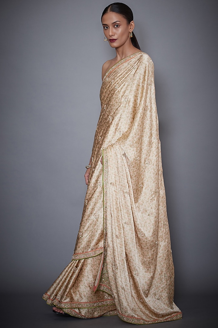 Beige Embroidered Saree Set by Ri Ritu Kumar at Pernia's Pop Up Shop