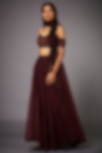 Wine Skirt Set by Ri Ritu kumar at Pernia's Pop Up Shop