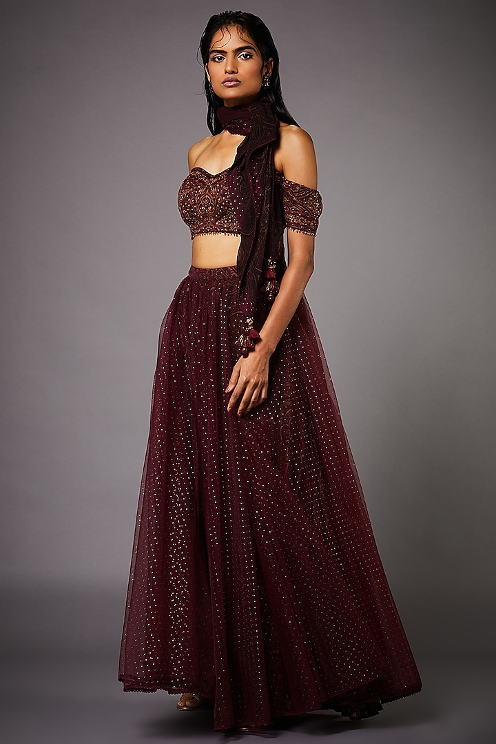 Wine Skirt Set by Ri Ritu kumar at Pernia's Pop Up Shop