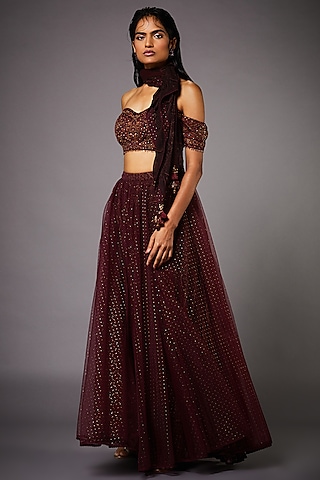 Wine Skirt Set by Ri Ritu kumar