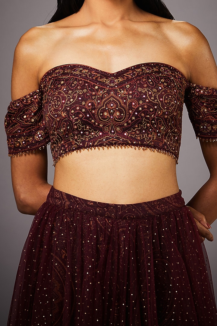 Wine Skirt Set by Ri Ritu kumar at Pernia's Pop Up Shop
