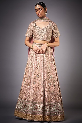 Pink Zardosi Embroidered Lehenga Set by Ri Ritu kumar