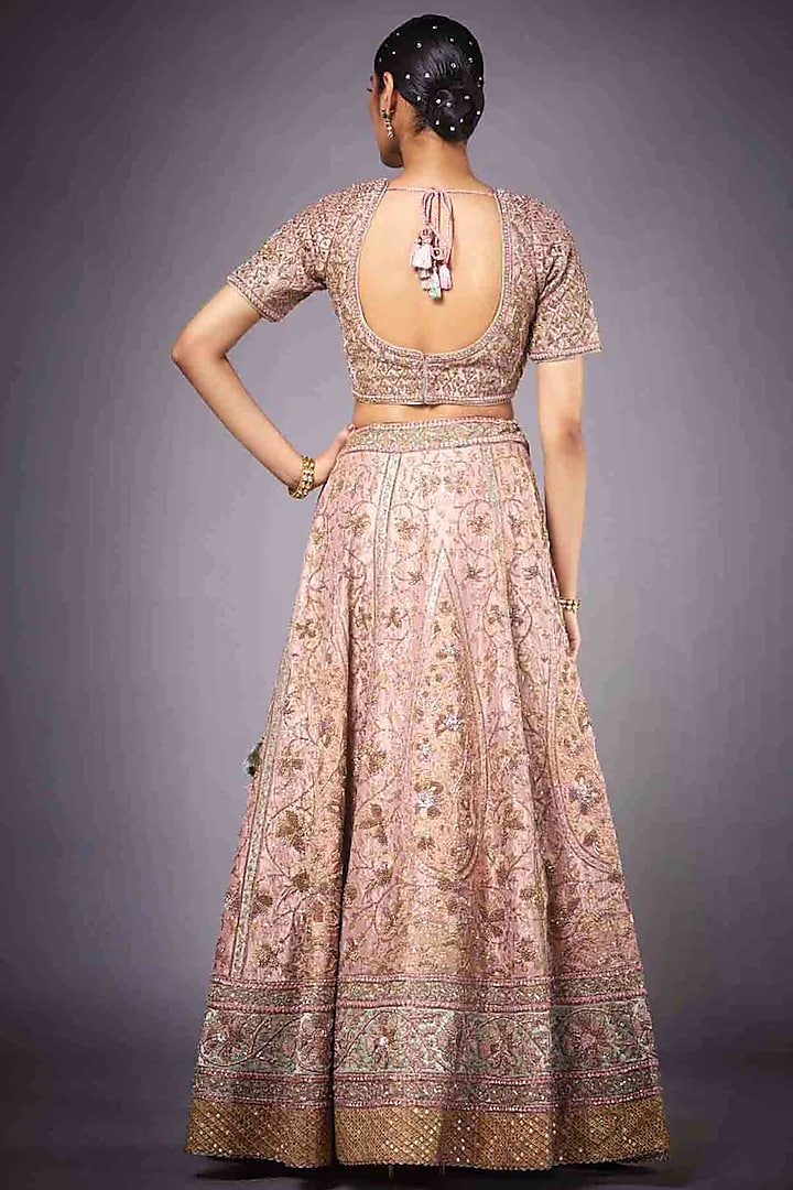 Pink Zardosi Embroidered Bridal Lehenga Set by Ri Ritu kumar at Pernia's Pop Up Shop