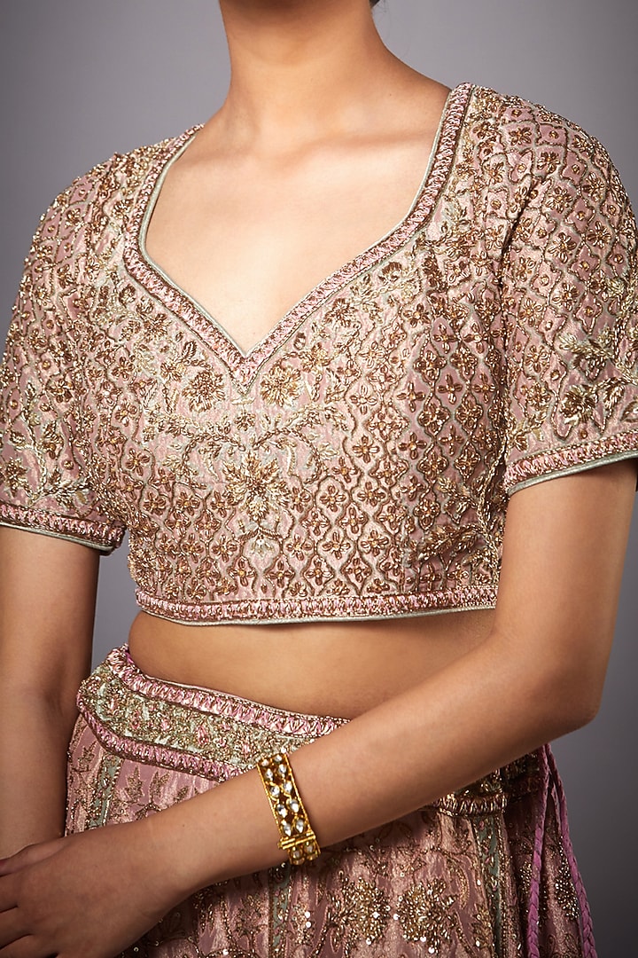 Pink Zardosi Embroidered Bridal Lehenga Set by Ri Ritu kumar at Pernia's Pop Up Shop