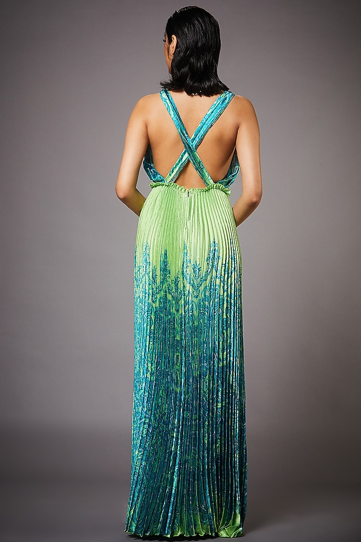 Lime Green & Turquoise Vacation Dress by Ri Ritu kumar at Pernia's Pop Up Shop