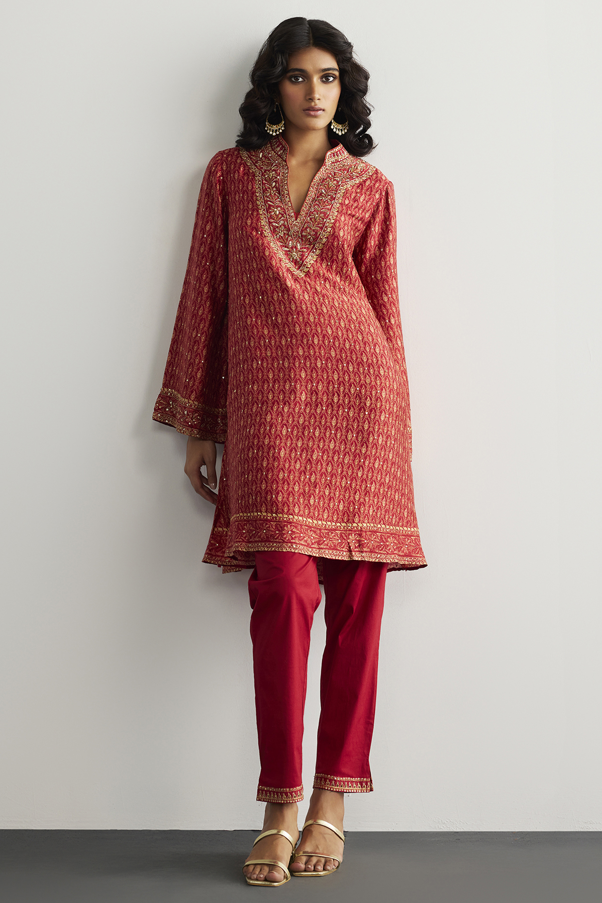 Red Silk Kurta Set by Ri Ritu Kumar at Pernia's Pop Up Shop