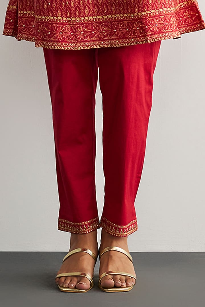Red Silk Kurta Set by Ri Ritu Kumar at Pernia's Pop Up Shop