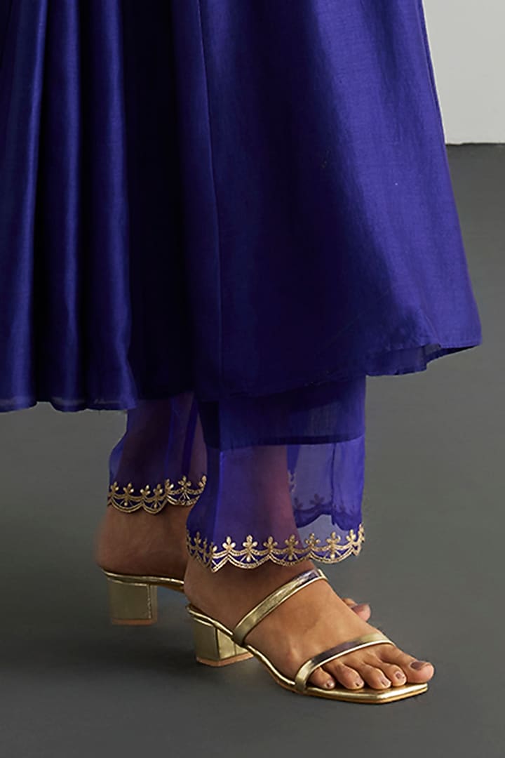 Purple & Gold Silk Chanderi Kurta Set by Ri Ritu Kumar at Pernia's Pop Up Shop