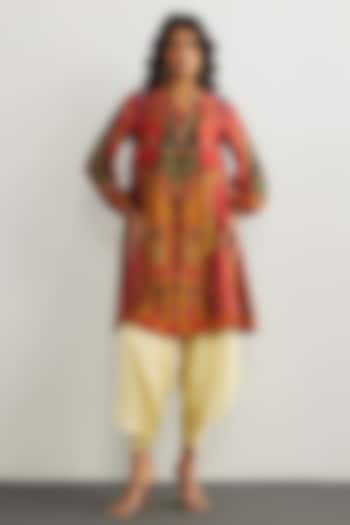 Red & Multi-Colored Murshidabad Silk Kurta by Ri Ritu Kumar at Pernia's Pop Up Shop