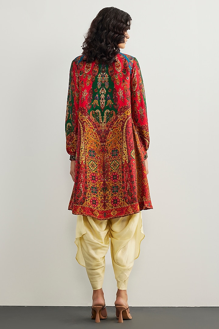 Red & Multi-Colored Murshidabad Silk Kurta by Ri Ritu Kumar at Pernia's Pop Up Shop