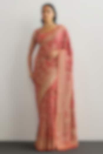 Fuchsia Silk Crepe Bridal Saree Set by Ri Ritu Kumar at Pernia's Pop Up Shop