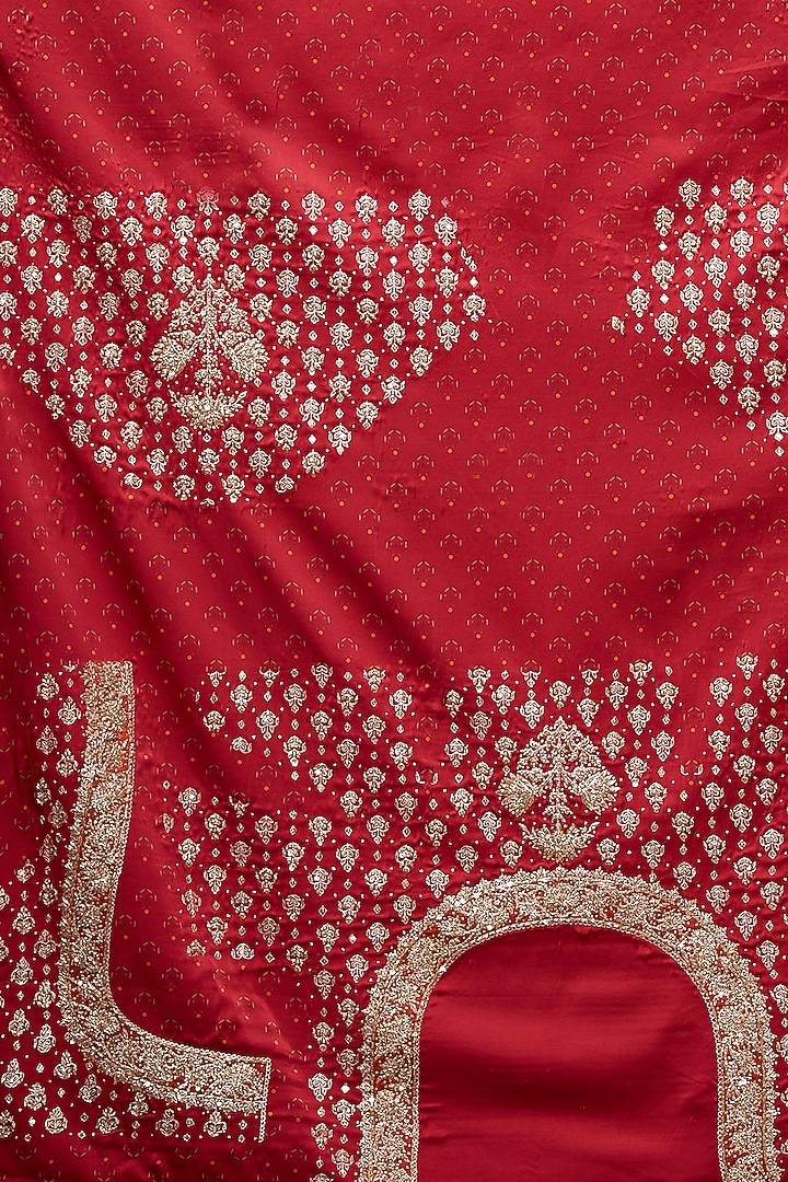 Red & Saffron Embroidered Bridal Saree Set by Ri Ritu Kumar at Pernia's Pop Up Shop
