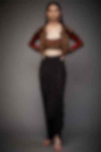 Black Hand Embroidered Jacket With Skirt Set by Ri Ritu Kumar at Pernia's Pop Up Shop