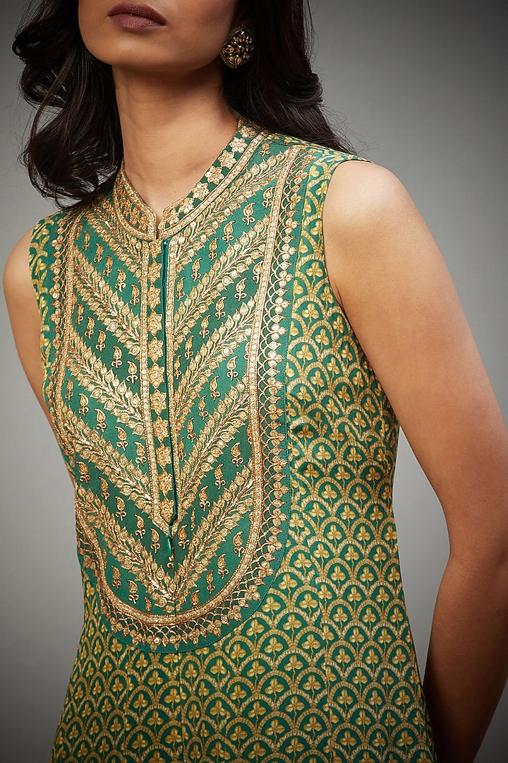 Leaf Green Hand Embroidered Jumpsuit by Ri Ritu Kumar at Pernia's Pop Up Shop