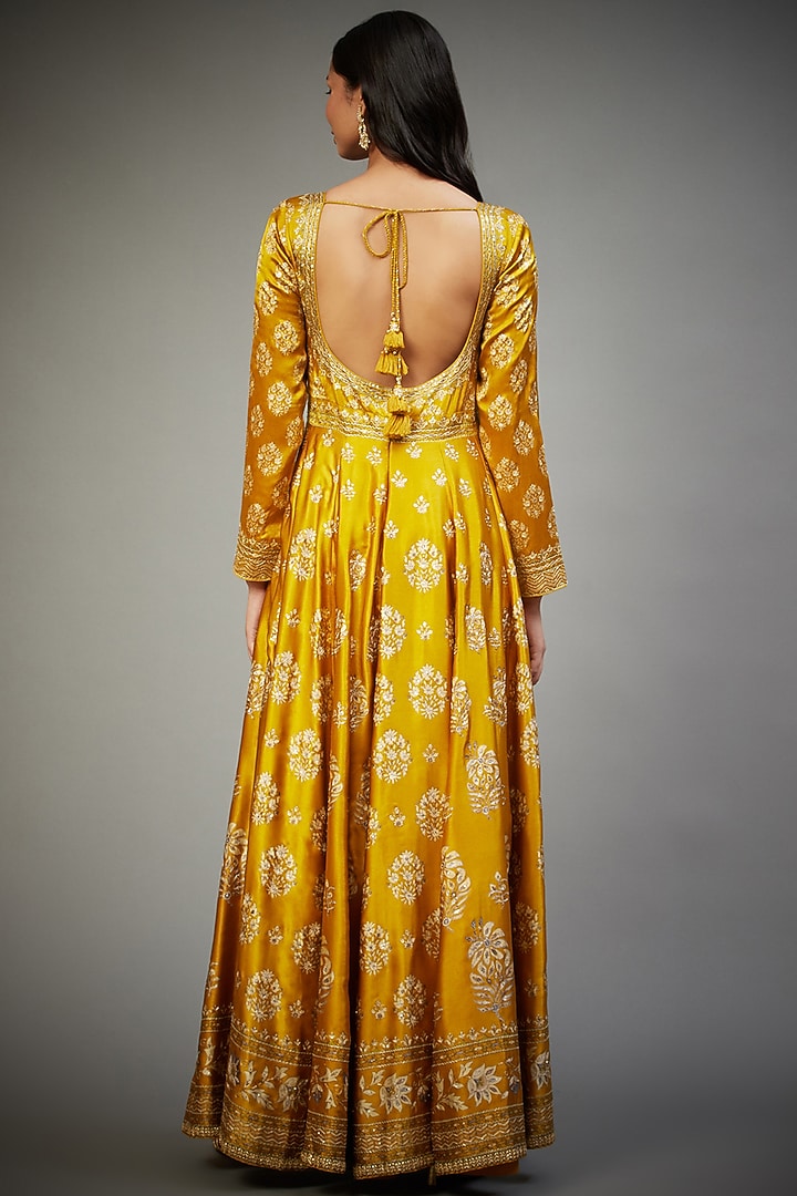 Citrus Yellow Hand Embroidered Kurta Set by Ri Ritu Kumar at Pernia's Pop Up Shop